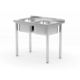 Stół ze zlewem 2-komorowym 1000x600x850 2-komorowym roboczy gastronomiczny