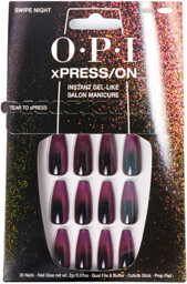 OPI xPRESS/ON, zestaw sztucznych paznokci, czarno-różowe