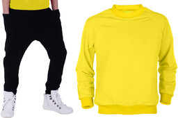 Dres Spodnie Dresowe Baggy Żółta Bluza 152