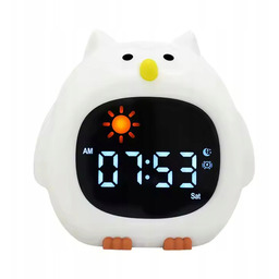 Lampka Nocna Dla Dziecka zegarek Sowa silikon Led