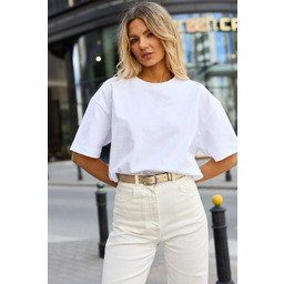 Skórzany damski pasek do spodni 3 cm złoty