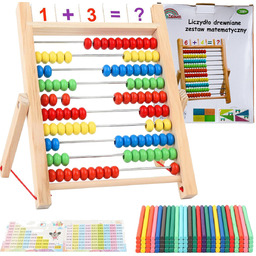 Liczydło drewniane patyczki do nauki liczenia alfabet cyferki