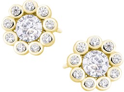 Eleganckie pozłacane srebrne kolczyki celebrytki kwiatki flowers białe