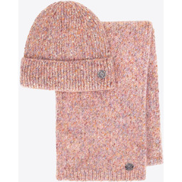 Komplet zimowy damski czapka i szalik różowy