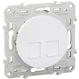 Odace, podwójne gniazdo RJ45 białe, klasa 3 (multimedia)
