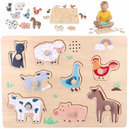 FARMA INTERAKTYWNE PUZZLE UKŁADANKA DREWNIANA Z DŹWIĘKIEM PUZZLE