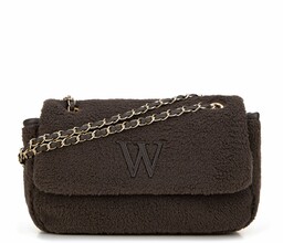 Damska torebka crossbody z futerkiem ciemny brązowy