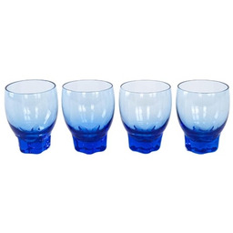 Pakamera Komplet kobaltowych szklanek, duński design, lata 70,