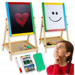 Dwustronna Drewniana Tablica Obrotowa Magnetyczna Kredowa + Akcesoria