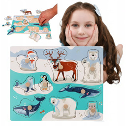 UKŁADANKA DREWNIANA PUZZLE Z UCHWYTAMI ZABAWKA DREWNIANE MOTYW