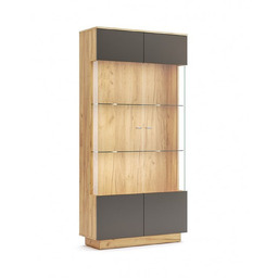 Kredens witryna dwudrzwiowa Luna LED LN-113-LV, przeszkolna