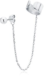 Elegancki rodowany srebrny kolczyk gładka nausznica ear cuff