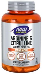 NOW FOODS L-Arginine L-Citrulline, 120 kapsułek