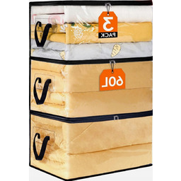 TORBY PRZECHOWYWANIE 3 SZTUKI 60L PRZEŹROCZYSTE SKŁADANE UBRANIA