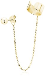 Elegancki pozłacany srebrny kolczyk gładka nausznica ear cuff
