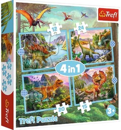 Trefl PUZZLE 4W1 WYJąTKOWE DINOZAURY TREFL