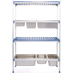 Regał magazynowy gastronomiczny do kuchni aluminiowy na pojemniki