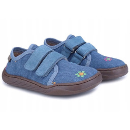 Emel Tenisówki EK6000-3 30 Barefoot jeansowe w kwiatuszki