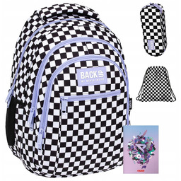 Backup 4w1 Plecak Młodzieżowy Piórnik Worek W Kratkę