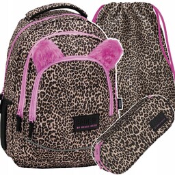 Komplet Panterka Plecak z Uszami Szkolny Backup