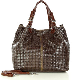 Skórzana torebka shopper MAZZINI - Carina Treccia czerwona