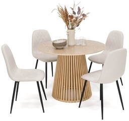 Stół Okrągły 120CM naturalny dąb YY5940 + 4