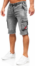 Czarne krótkie spodenki jeansowe bojówki męskie Denley HY809