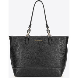 Shopperka z ekoskóry z dekoracyjnym elementem łańcuszka czarna