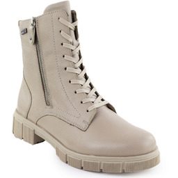 Skórzane wodoodporne botki damskie workery beżowe Rieker Remonte