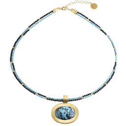 ankabizuteria.pl Naszyjnik srebrny pozłacany z azurmalachitem howlite