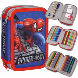 MARVEL Spider Man Piórnik trzykomorowy Z WYPOSAŻENIEM