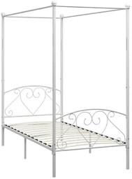 Elior Białe metalowe łóżko z baldachimem 100x200 cm