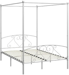 Edinos Białe metalowe łóżko w stylu rustykalnym 140x200