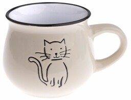 Kubek ceramiczny Kot 230 ml, śmietanowy