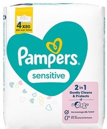 Pampers Sensitive Chusteczki nawilżane, 4x80szt.