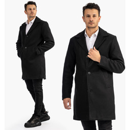 Płaszcz Męski Długi Czarny Elegancki M Czarny
