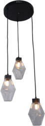 Wiszący żyrandol sufitowy CRYSTAL TRIO, czarny metal