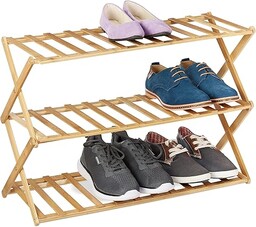 Relaxdays Składany regał na buty, 3 poziomy, 9