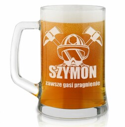 Kufel szklany do piwa z grawerem dla strażaka