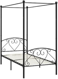 Elior Czarne metalowe łóżko z baldachimem 90x200 cm