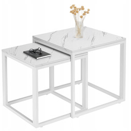 Zestaw Stolików Kawowych 2w1 Stolik Marmur Rozkładane Ława