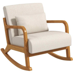 Fotel bujany Homcom 64,5x92x81,5cm, kremowy/jasnobrązowy
