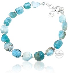 Naturalny Larimar Przepiękna Bransoletka Srebro