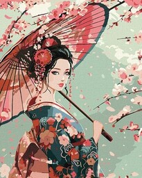 IDEYKA Dama w kimono  malowanie według liczb