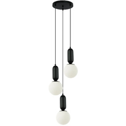 Lampa wisząca czarna metalowa z trzema szklanymi kulami