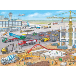 Baustelle am Flughafen. Kinderpuzzle 100 Teile