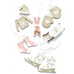Heitmann Deco Ozdoby choinkowe zestaw zawieszek z drewna