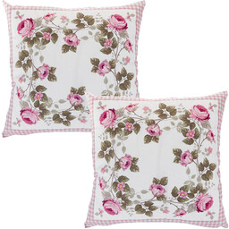 Decodoma Zestaw 2 poszewek na poduszki RÓŻE PNĄCE