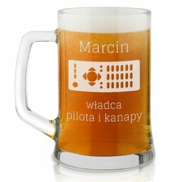 Kufel szklany do piwa z grawerem dla kinomana