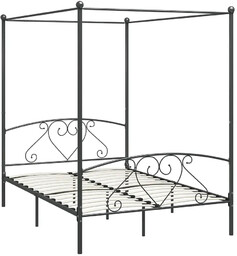 Elior Czarne metalowe łóżko z baldachimem 200x200 cm